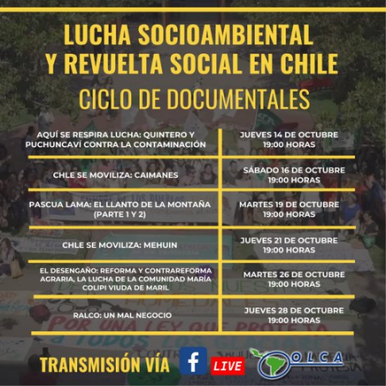 CICLO DOCUMENTAL: LUCHA SOCIOAMBIENTAL Y REVUELTA SOCIAL EN CHILE